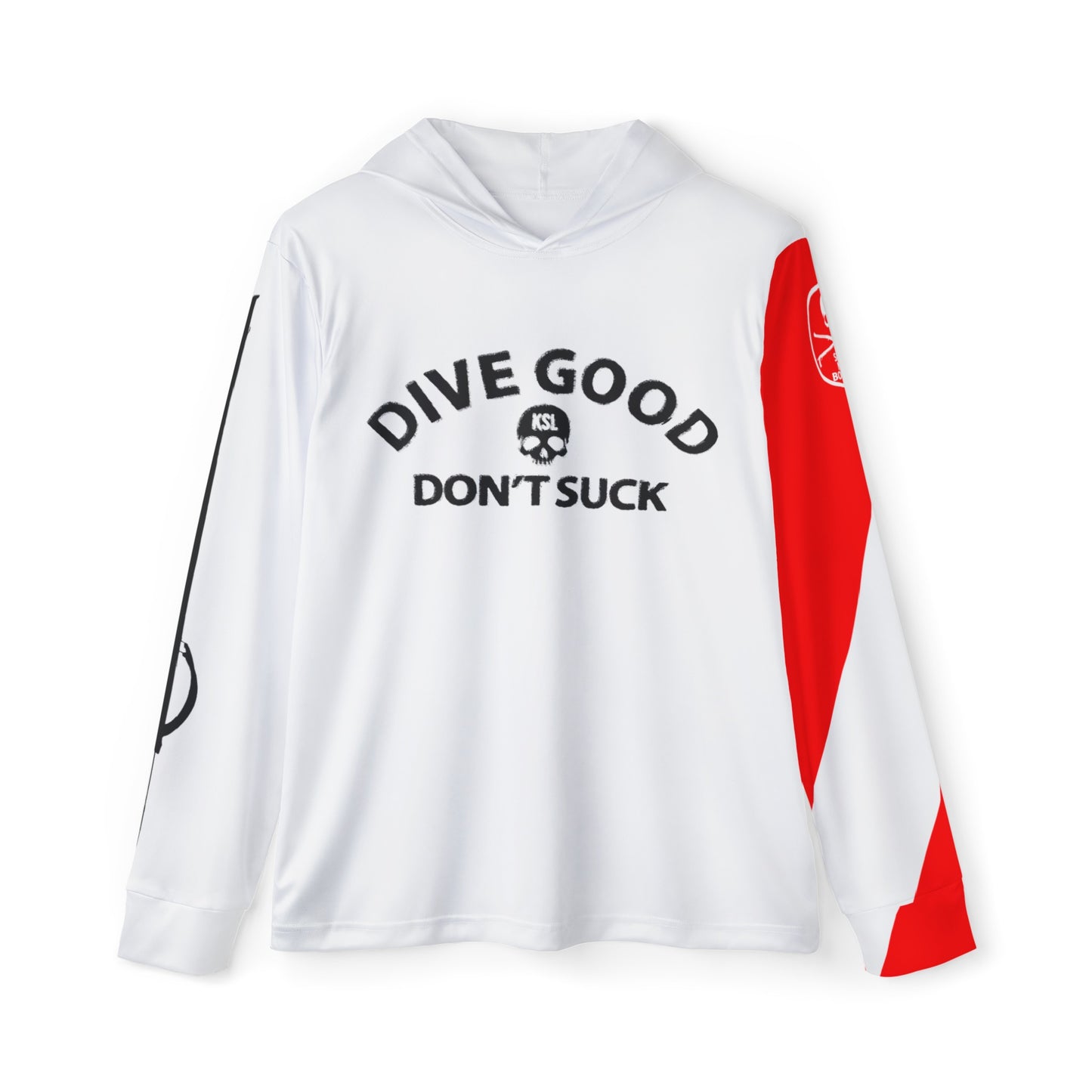 KILLSHOT Life UPF 50+ Sun Shirt with Hoodie - Dive Good, Don't Suck (White)