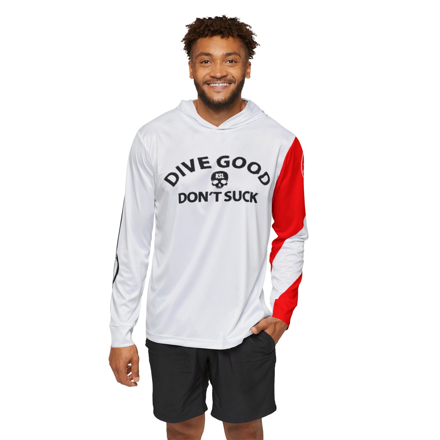 KILLSHOT Life UPF 50+ Sun Shirt with Hoodie - Dive Good, Don't Suck (White)