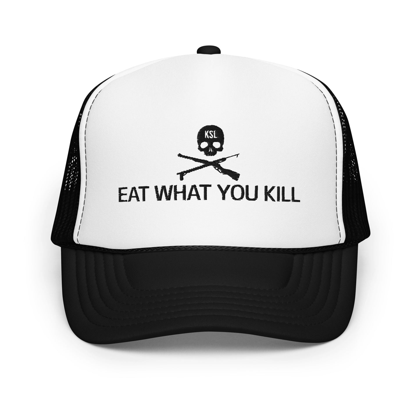 Eat What You Kill Foam Trucker Hat (Black Embroidery)