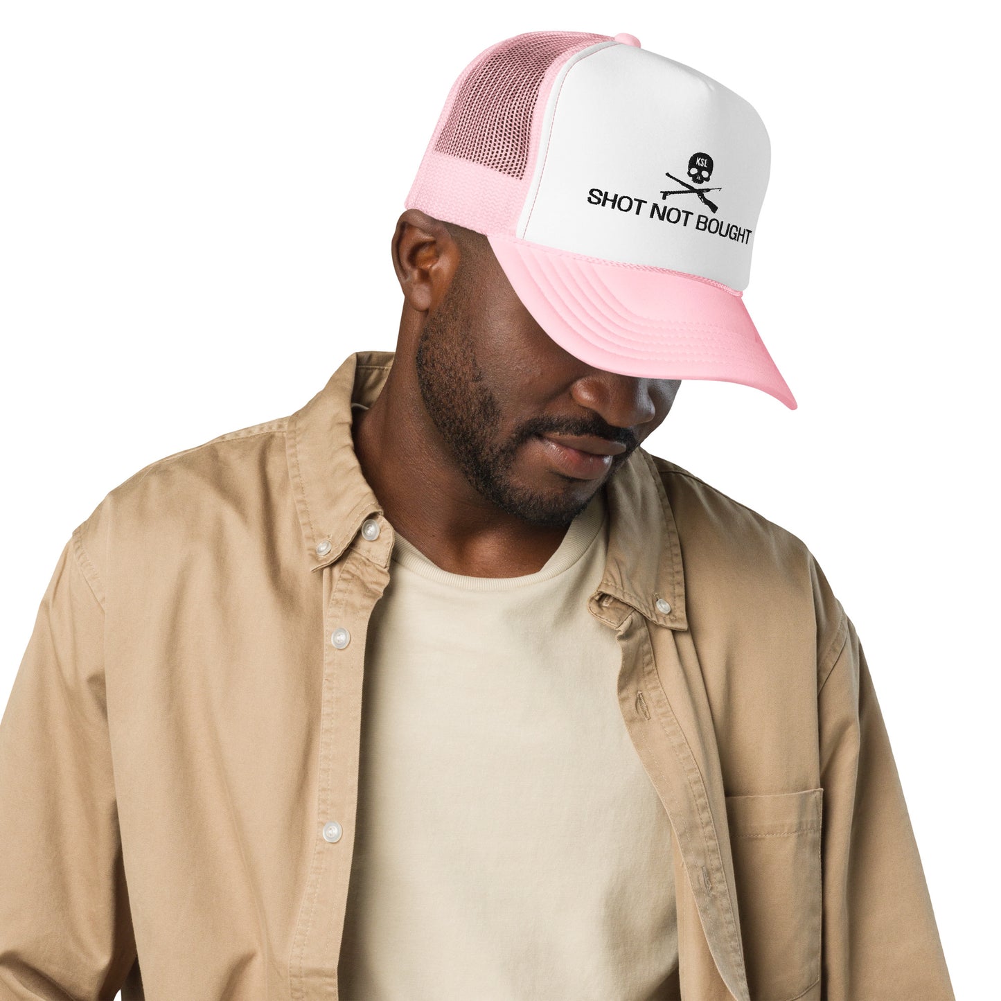 Shot Not Bought Foam Trucker Hat (Black Embroidery)