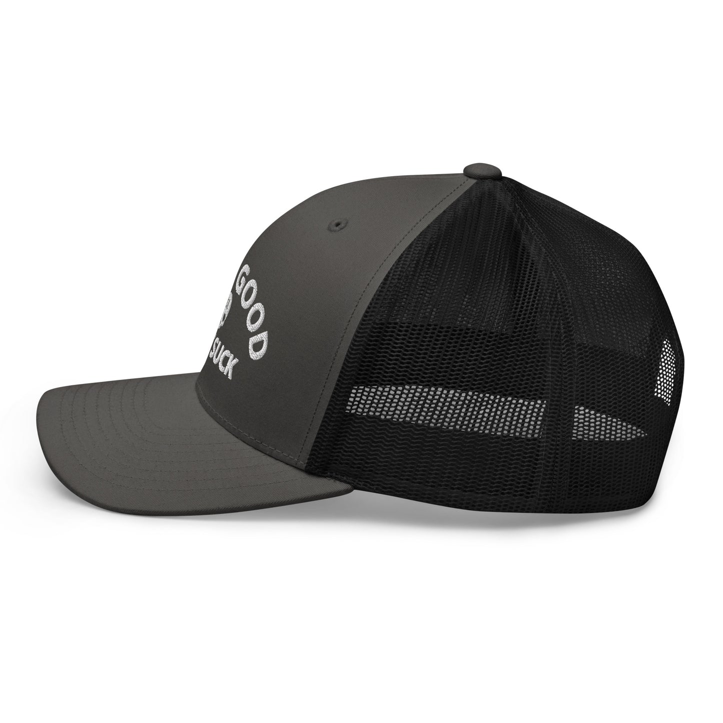 Hunt Good, Don't Suck Trucker Cap - White Thread