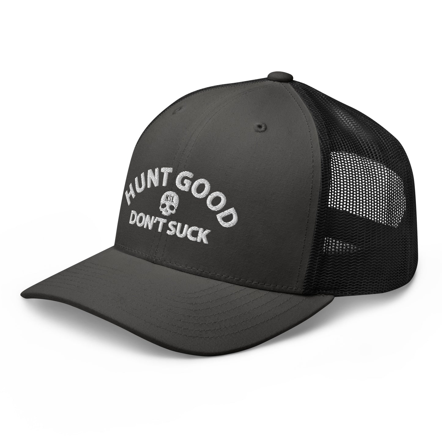 Hunt Good, Don't Suck Trucker Cap - White Thread
