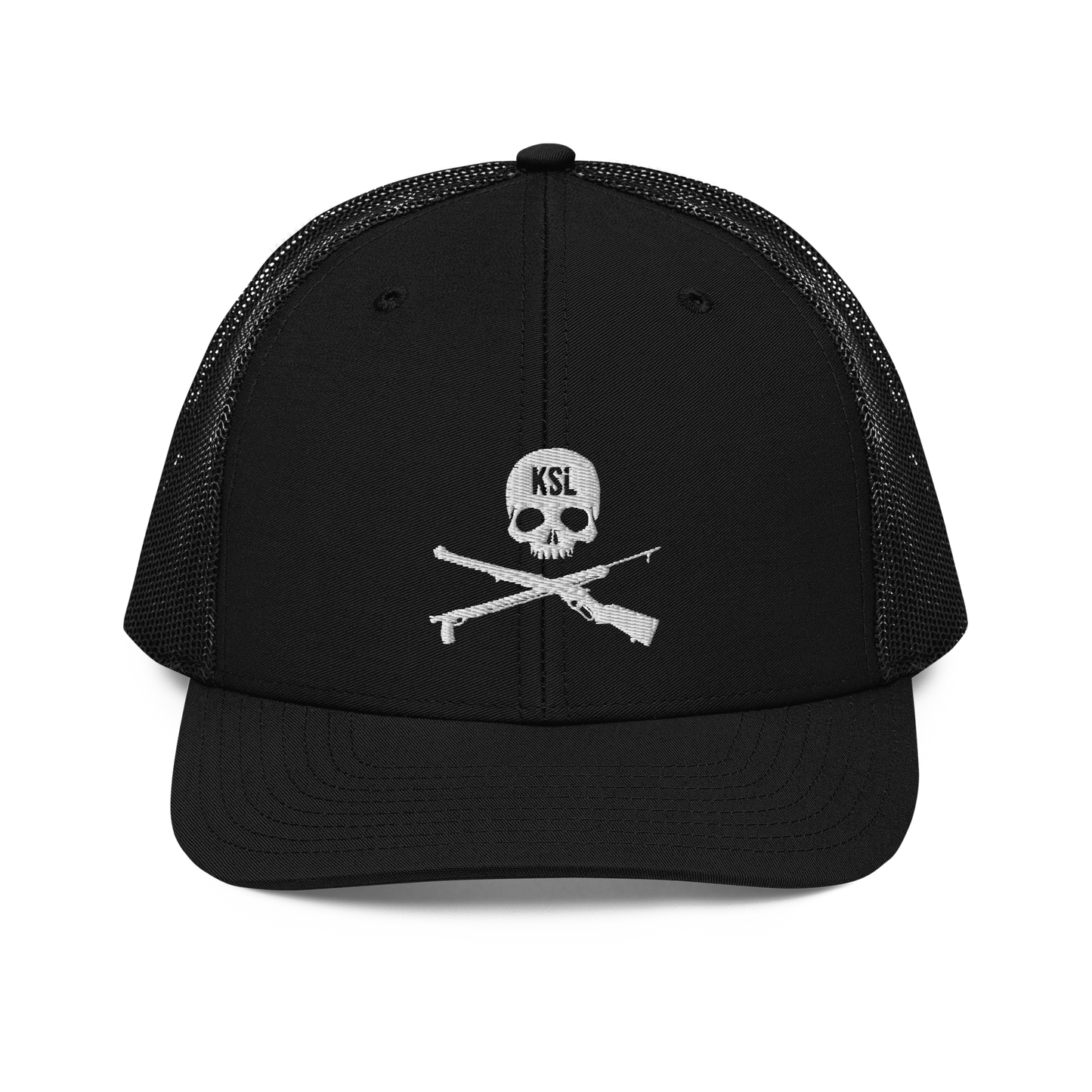 KILLSHOT Skull Trucker Cap - KSL Branded (White Embroidery)