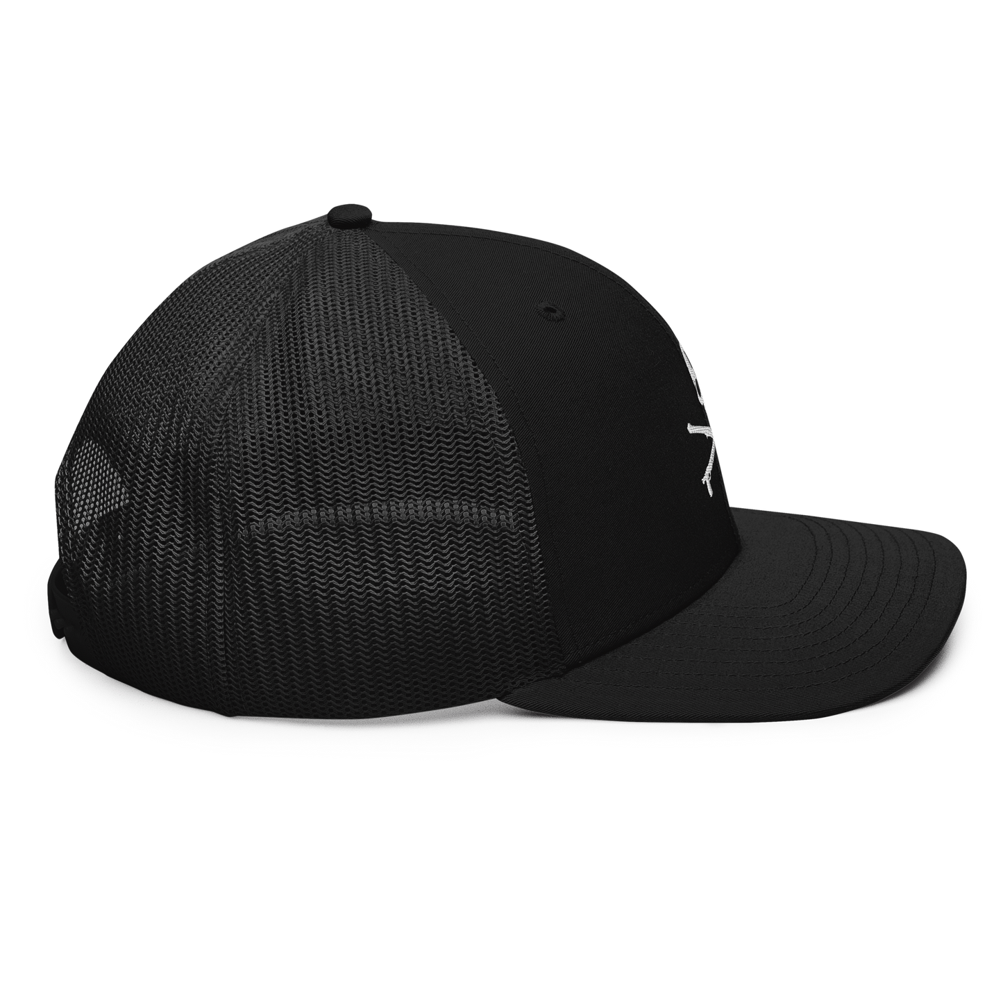 KILLSHOT Skull Trucker Cap - KSL Branded (White Embroidery)