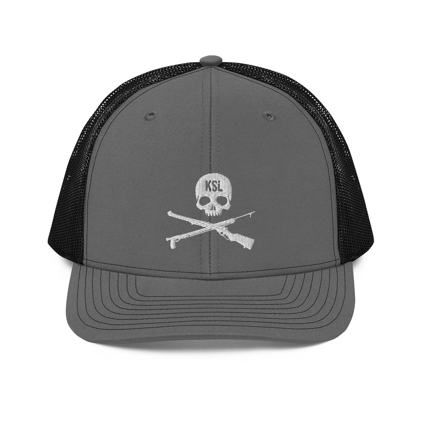 KILLSHOT Skull Trucker Cap - KSL Branded (White Embroidery)