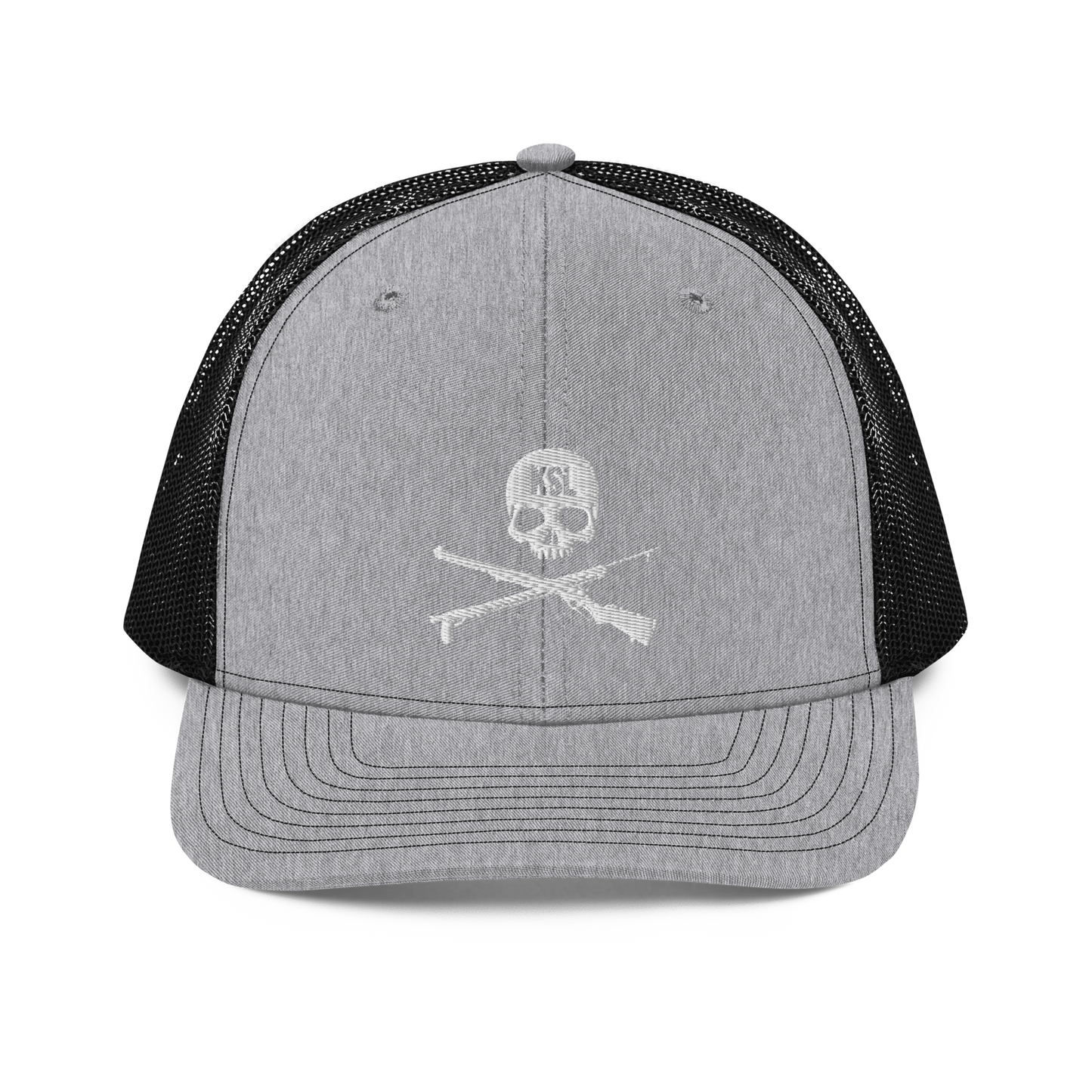 KILLSHOT Skull Trucker Cap - KSL Branded (White Embroidery)