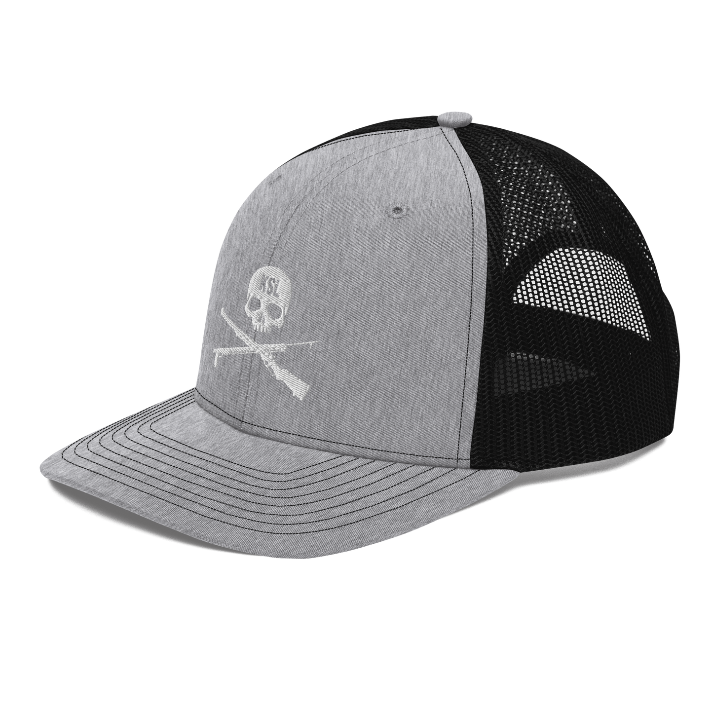 KILLSHOT Skull Trucker Cap - KSL Branded (White Embroidery)