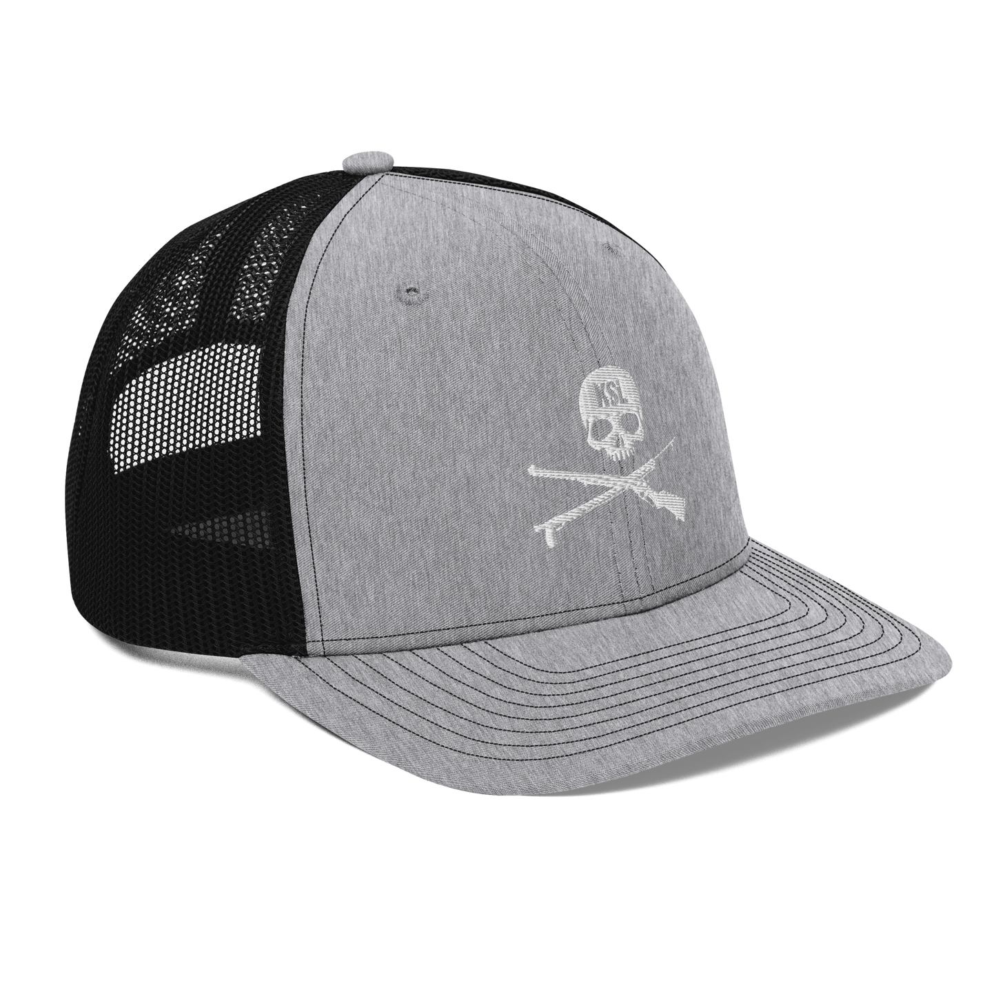 KILLSHOT Skull Trucker Cap - KSL Branded (White Embroidery)