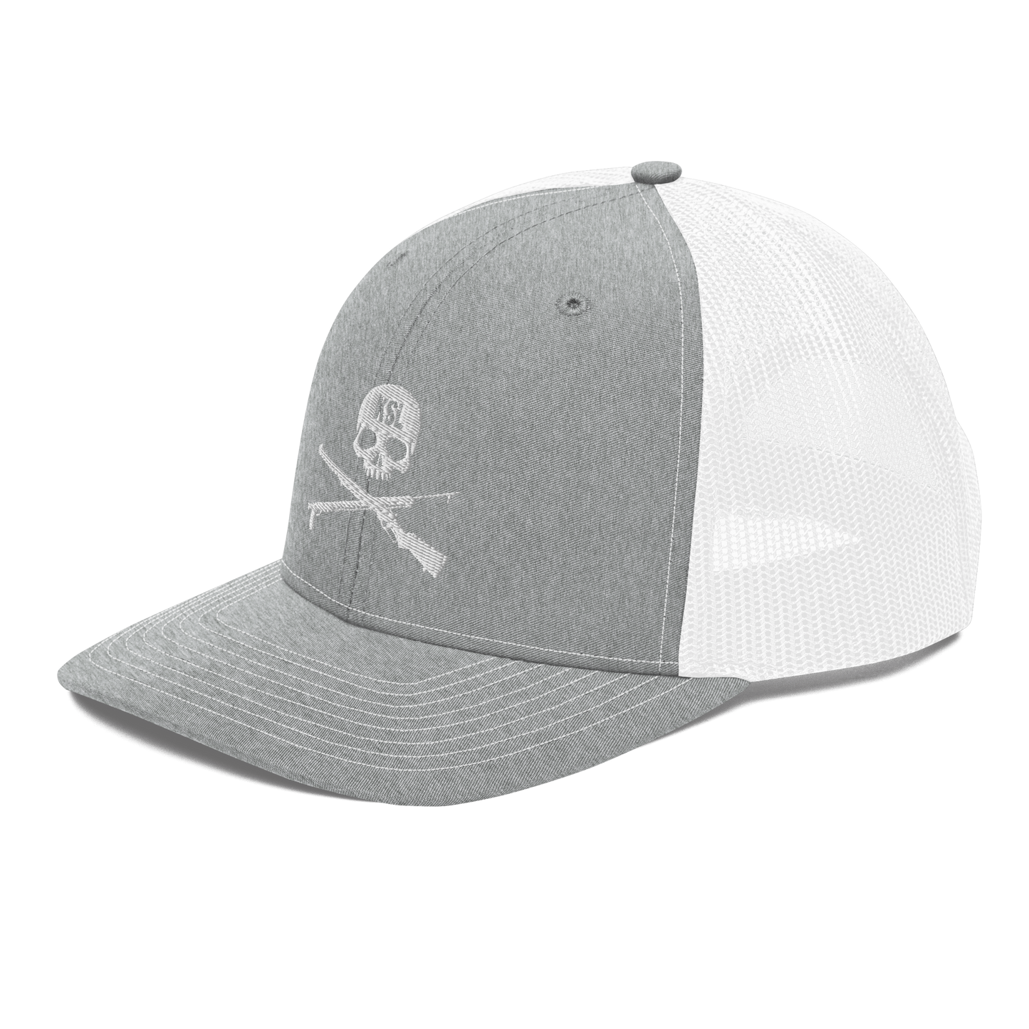 KILLSHOT Skull Trucker Cap - KSL Branded (White Embroidery)