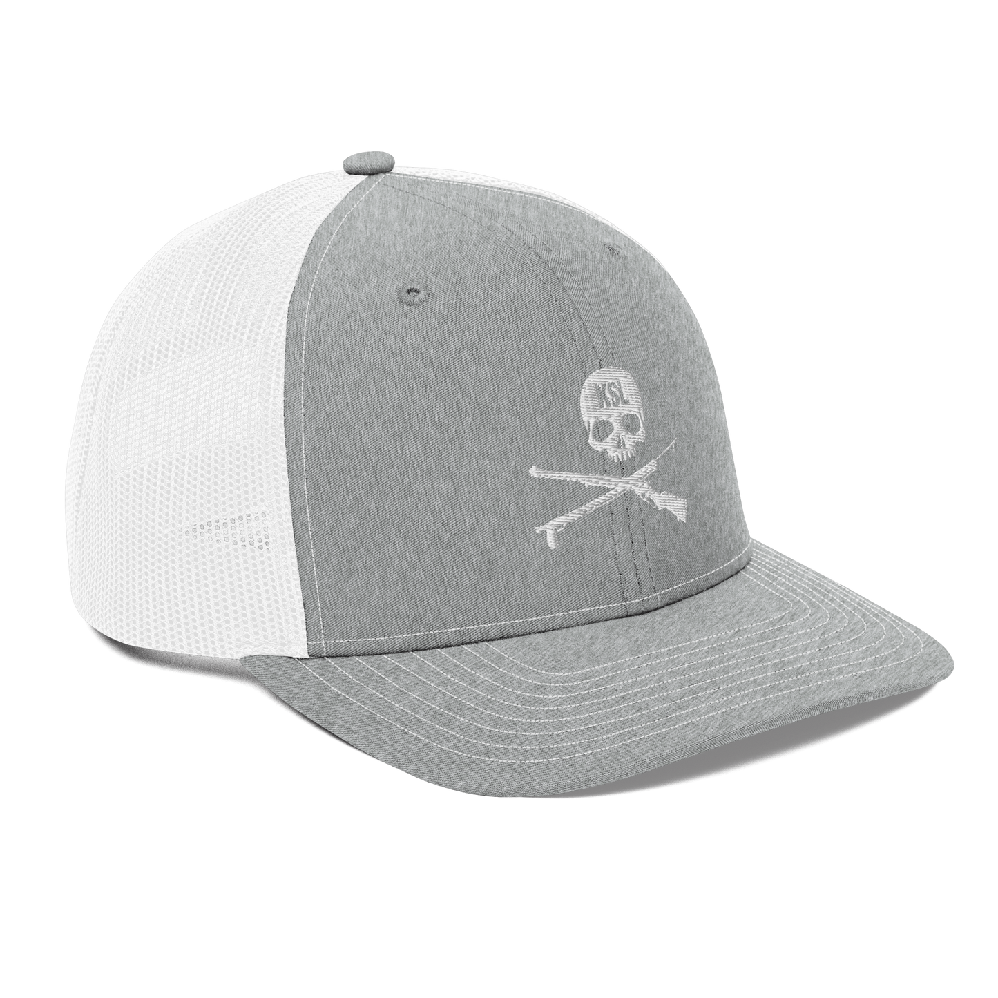 KILLSHOT Skull Trucker Cap - KSL Branded (White Embroidery)