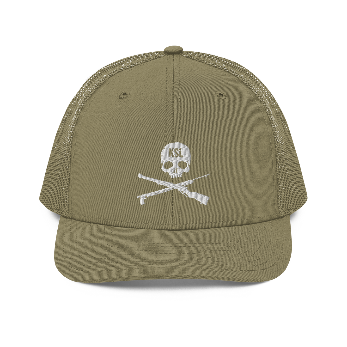 KILLSHOT Skull Trucker Cap - KSL Branded (White Embroidery)