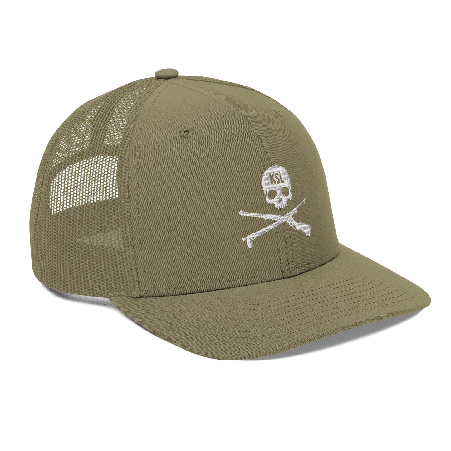 KILLSHOT Skull Trucker Cap - KSL Branded (White Embroidery)