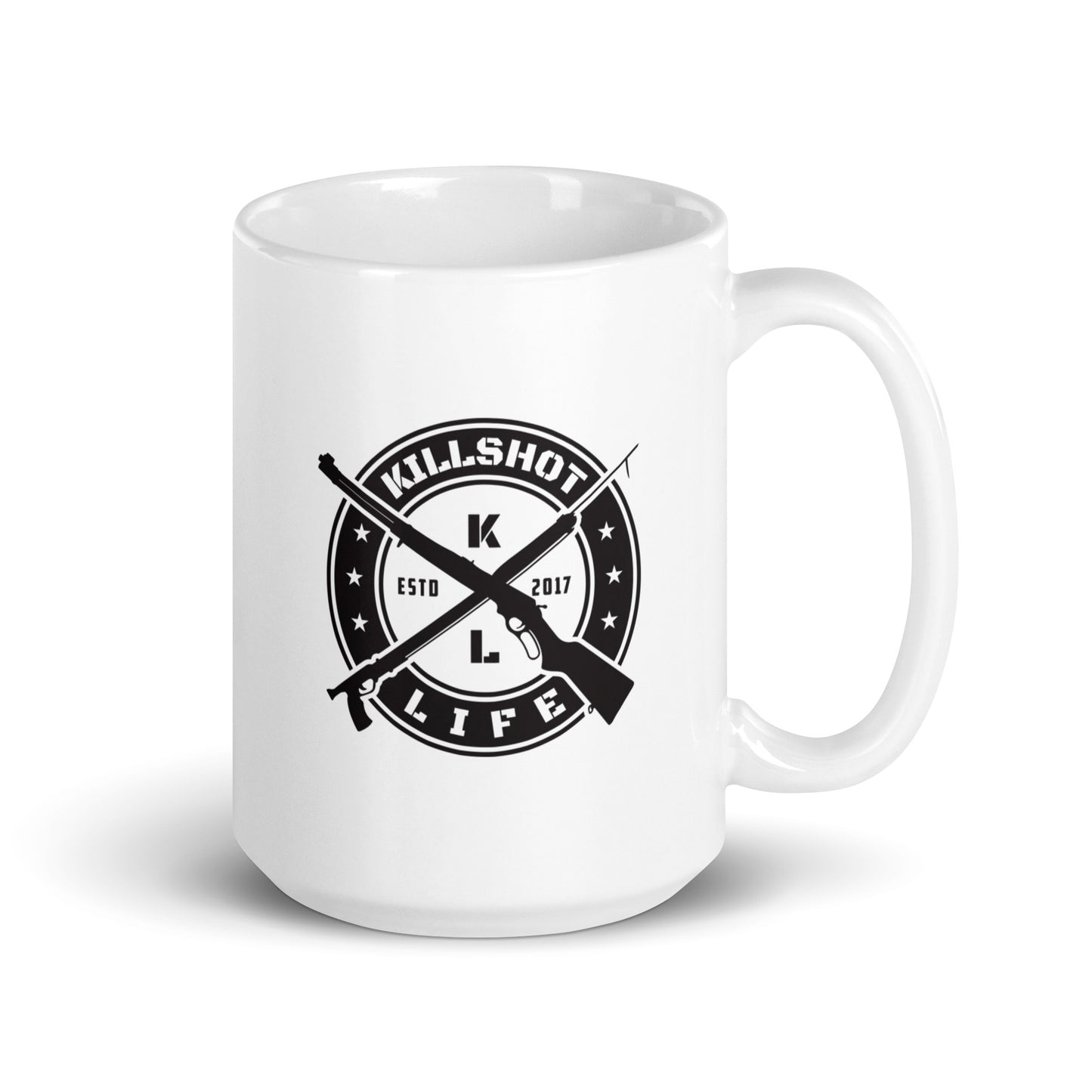 White Glossy KILLSHOT Mug (Shot not Bought Badge)