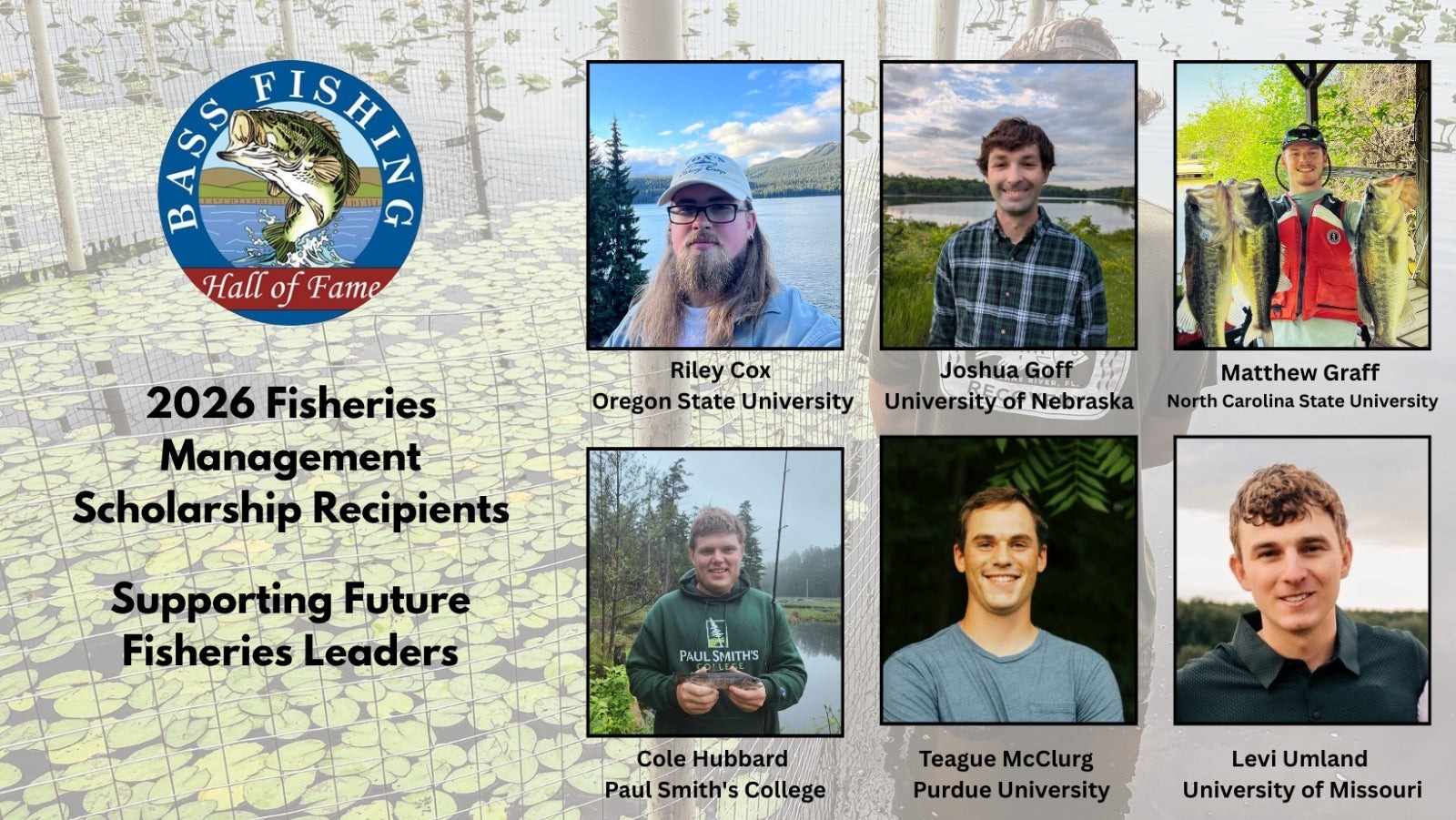 Bass Fishing Hall of Fame Awards Fisheries Management Scholarships