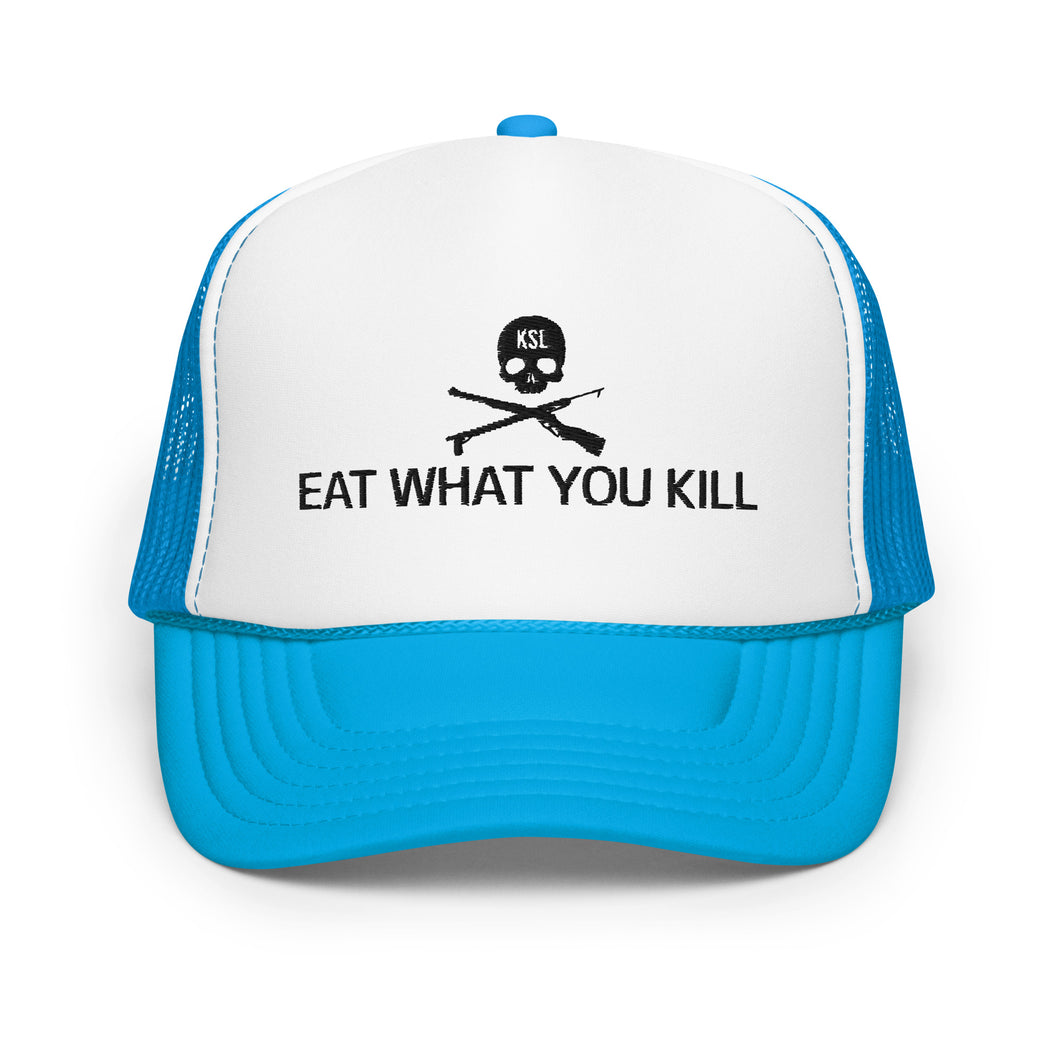 Eat What You Kill Foam Trucker Hat (Black Embroidery)