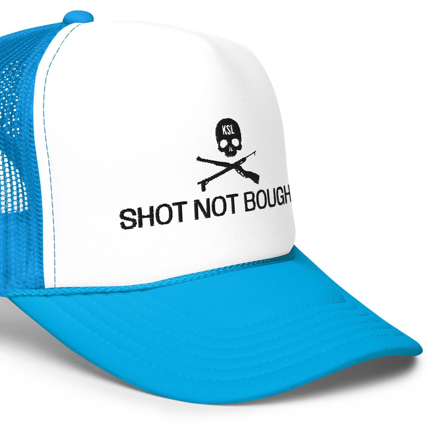 Shot Not Bought Foam Trucker Hat (Black Embroidery)