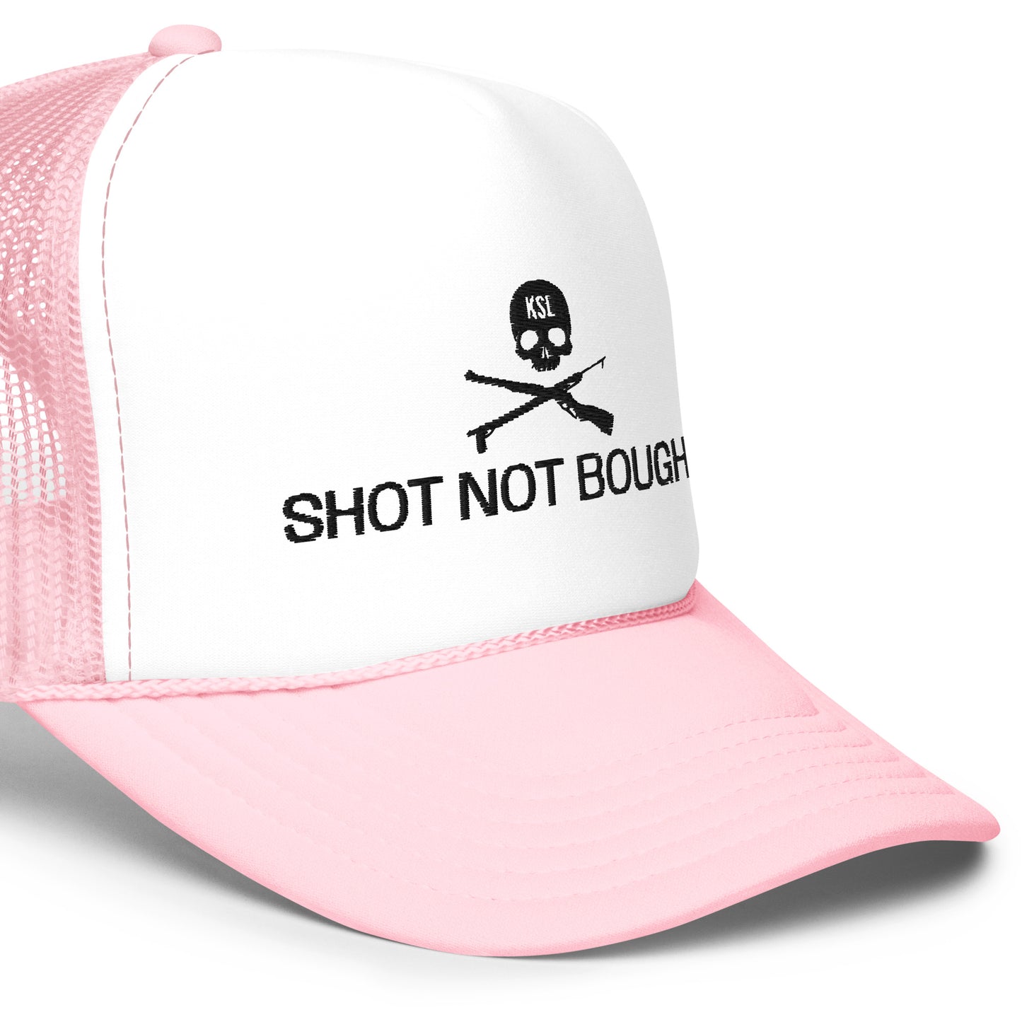 Shot Not Bought Foam Trucker Hat (Black Embroidery)