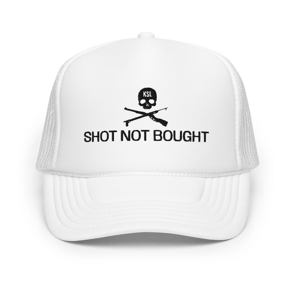 Shot Not Bought Foam Trucker Hat (Black Embroidery)