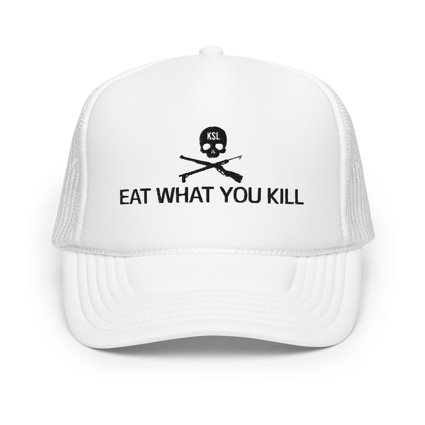 Eat What You Kill Foam Trucker Hat (Black Embroidery)