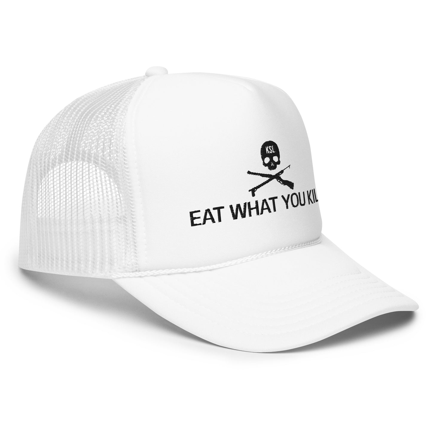 Eat What You Kill Foam Trucker Hat (Black Embroidery)