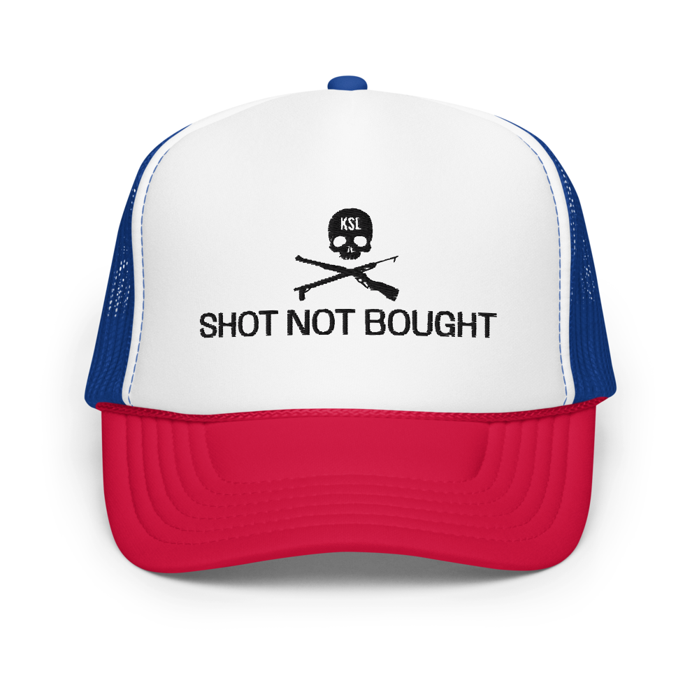 Shot Not Bought Foam Trucker Hat (Black Embroidery)