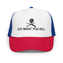 Load image into Gallery viewer, Eat What You Kill Foam Trucker Hat (Black Embroidery)
