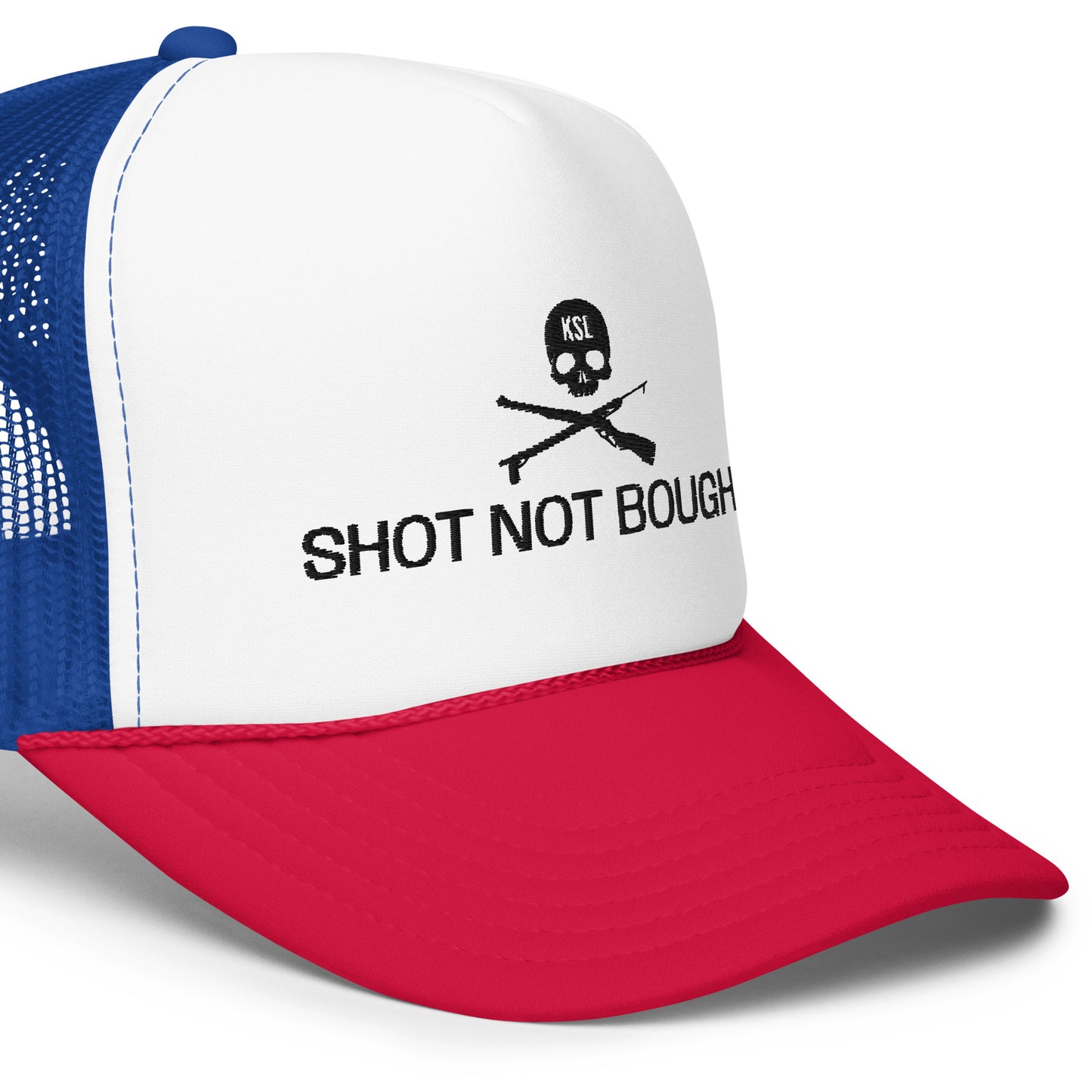 Shot Not Bought Foam Trucker Hat (Black Embroidery)
