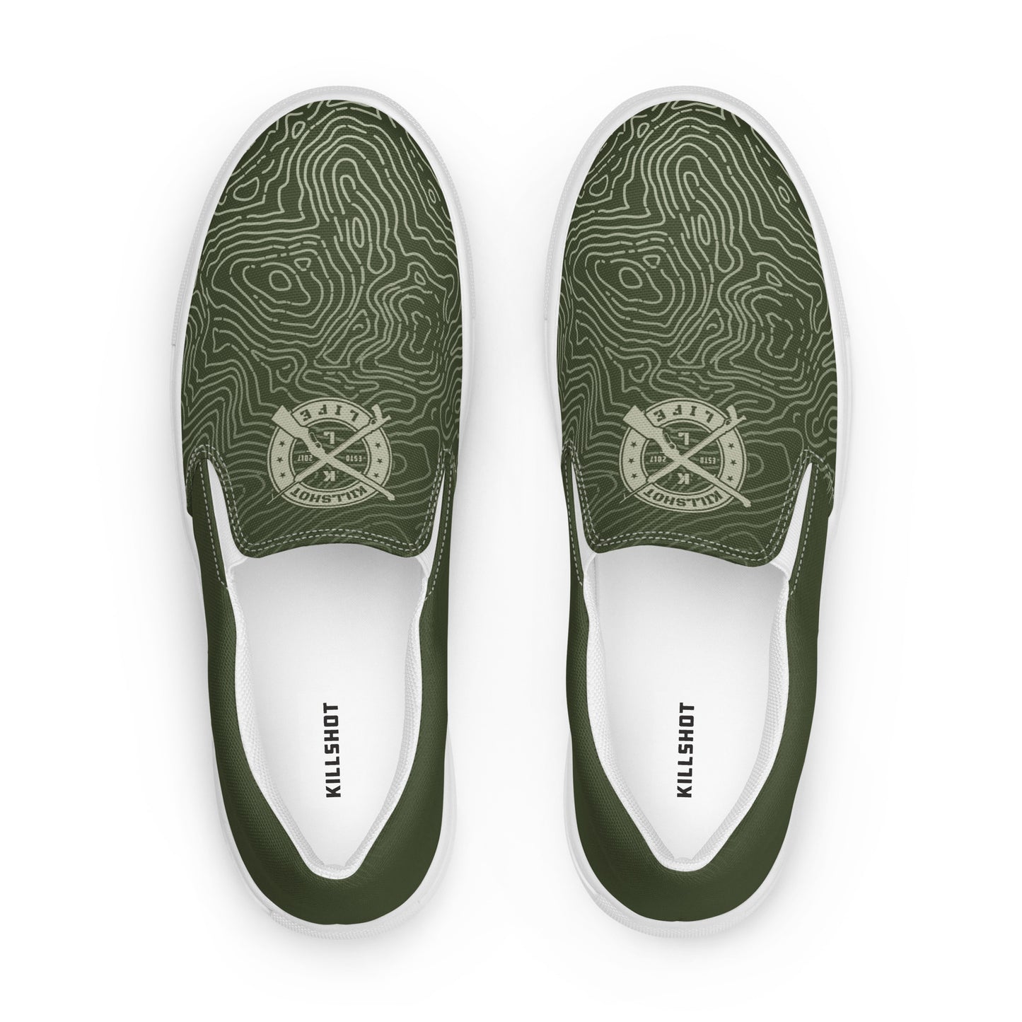 Men’s Slip-On Canvas Shoes - Olive Drab Topo