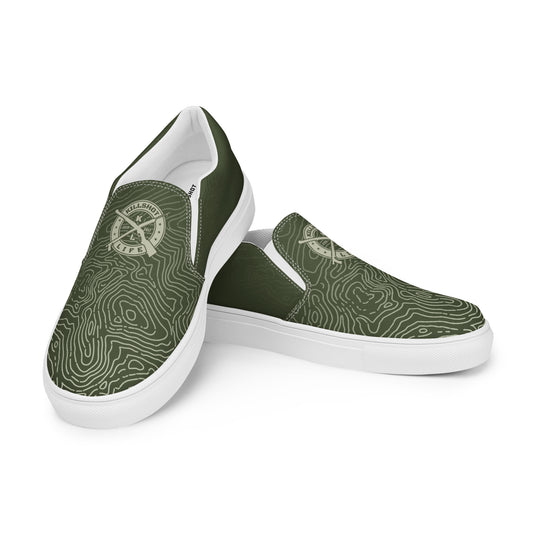 Men’s Slip-On Canvas Shoes - Olive Drab Topo