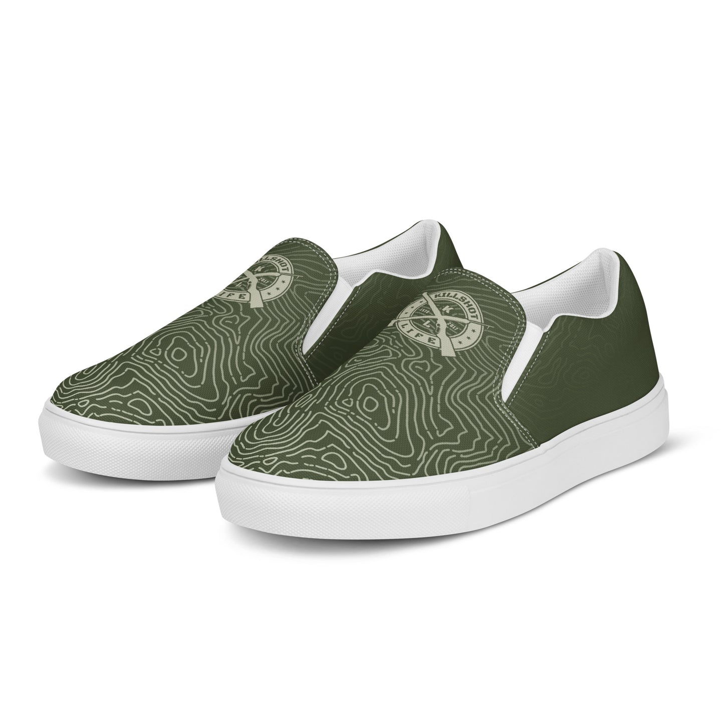 Men’s Slip-On Canvas Shoes - Olive Drab Topo