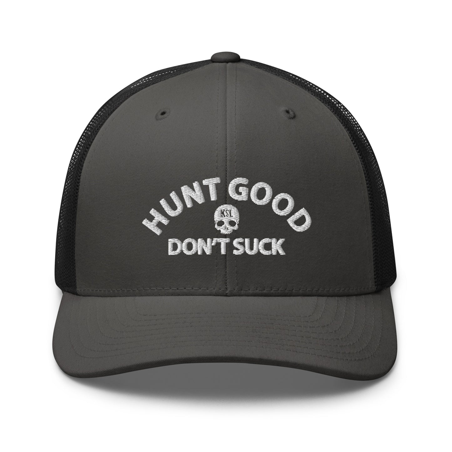 Hunt Good, Don't Suck Trucker Cap - White Thread