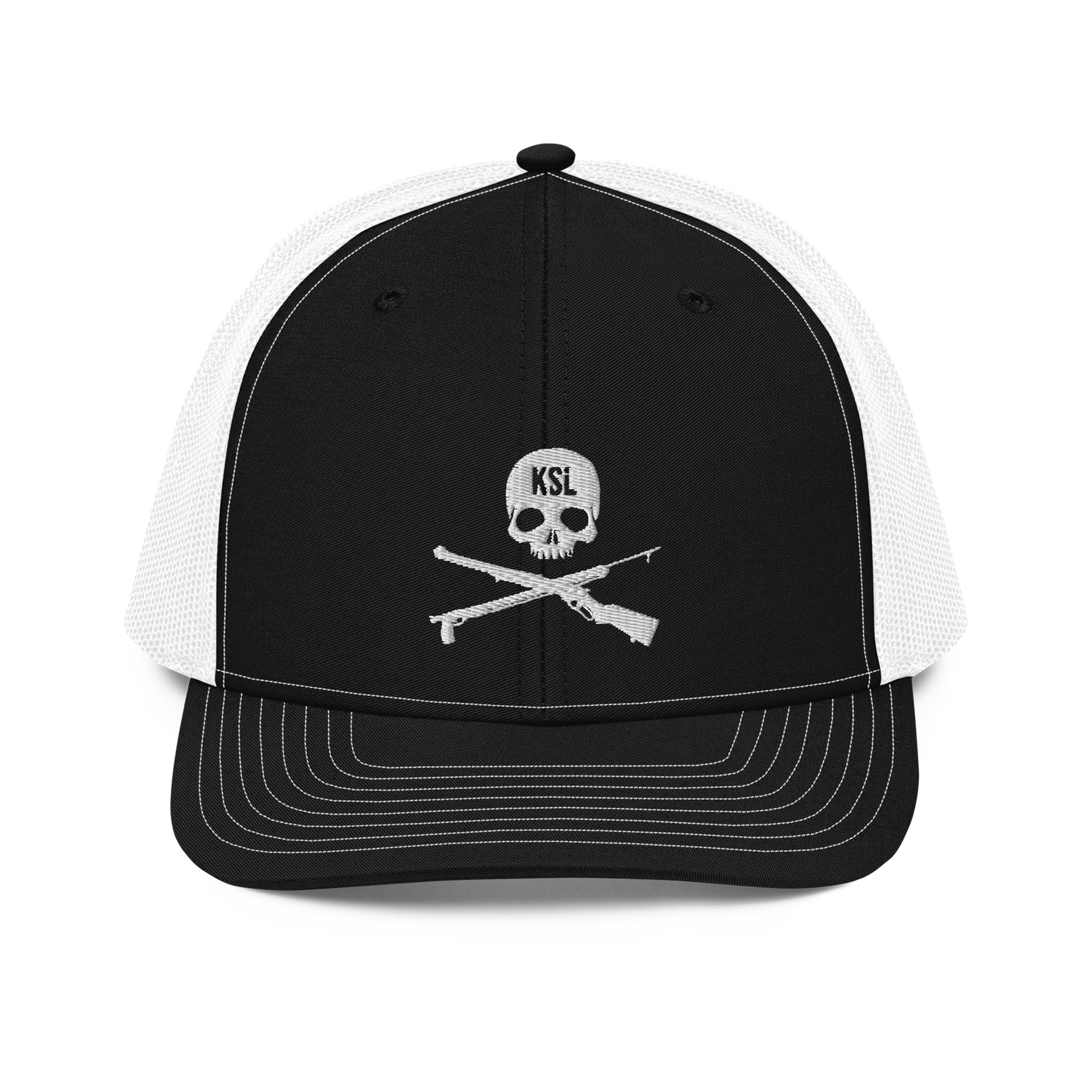 KILLSHOT Skull Trucker Cap - KSL Branded (White Embroidery)