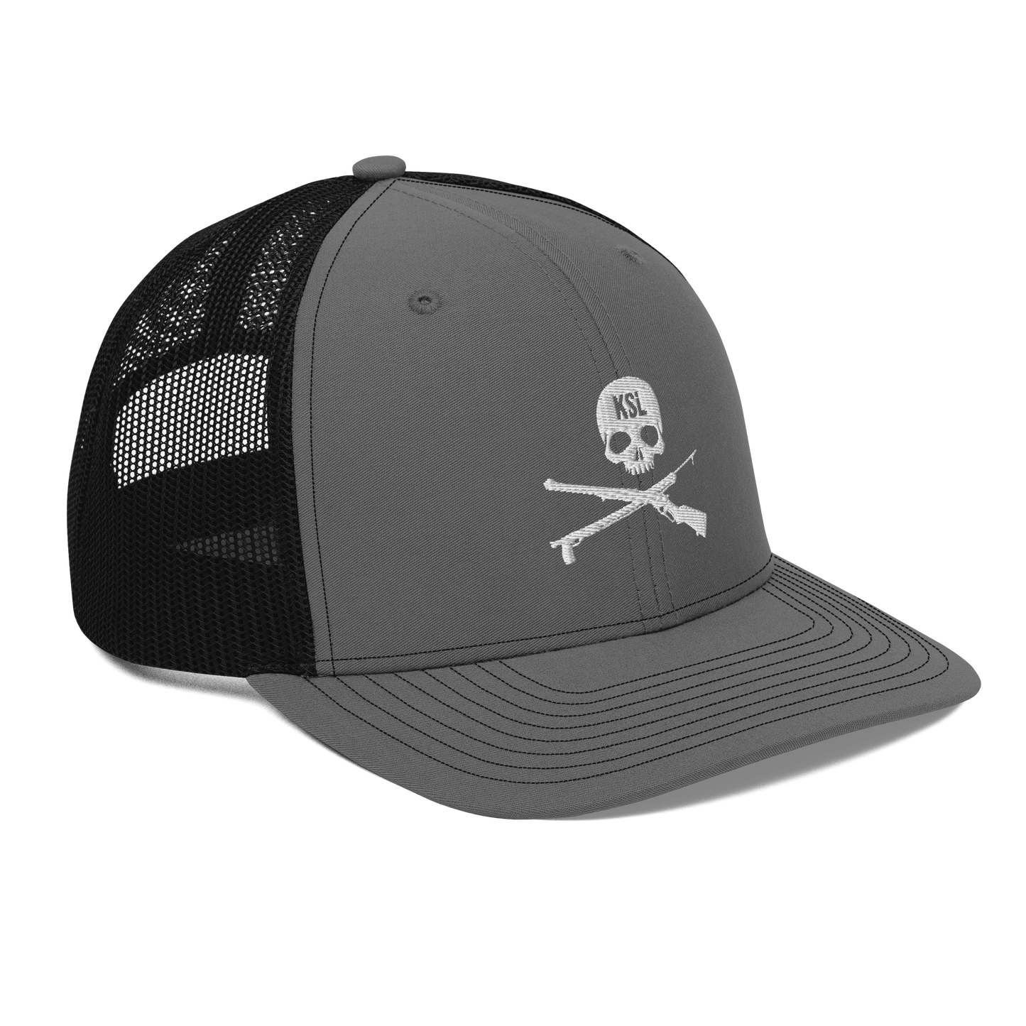 KILLSHOT Skull Trucker Cap - KSL Branded (White Embroidery)