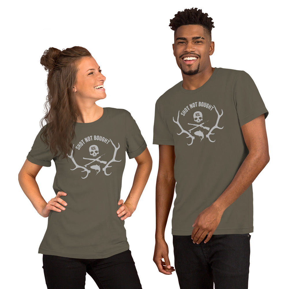 Shot Not Bought Unisex T-Shirt - Antler Crest (Silver Print)