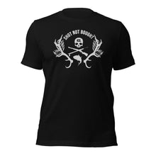 Load image into Gallery viewer, Shot Not Bought Unisex T-Shirt - Antler and Kelp Crest (Silver Print)
