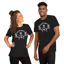 Load image into Gallery viewer, Shot Not Bought Unisex T-Shirt - Antler and Kelp Crest (Silver Print)
