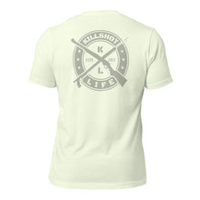 Load image into Gallery viewer, Shot Not Bought Unisex T-Shirt - Antler and Kelp Crest (Tan Print)
