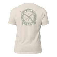 Load image into Gallery viewer, Shot Not Bought Unisex T-Shirt - Antler and Kelp Crest (Tan Print)
