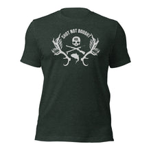 Load image into Gallery viewer, Shot Not Bought Unisex T-Shirt - Antler and Kelp Crest (Silver Print)
