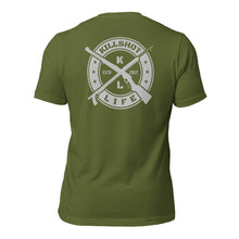Load image into Gallery viewer, Shot Not Bought Unisex T-Shirt - Antler and Kelp Crest (Silver Print)
