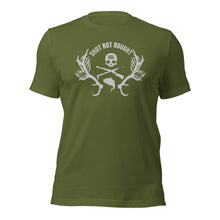 Load image into Gallery viewer, Shot Not Bought Unisex T-Shirt - Antler and Kelp Crest (Silver Print)
