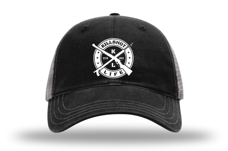 KILLSHOT Life Unstructured Garment Washed Trucker Hat - Black / Charcoal