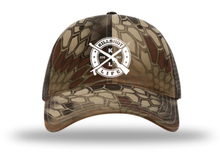 Load image into Gallery viewer, KILLSHOT Life Garment Washed Camo Trucker Hat - Kryptek Highlander / Brown
